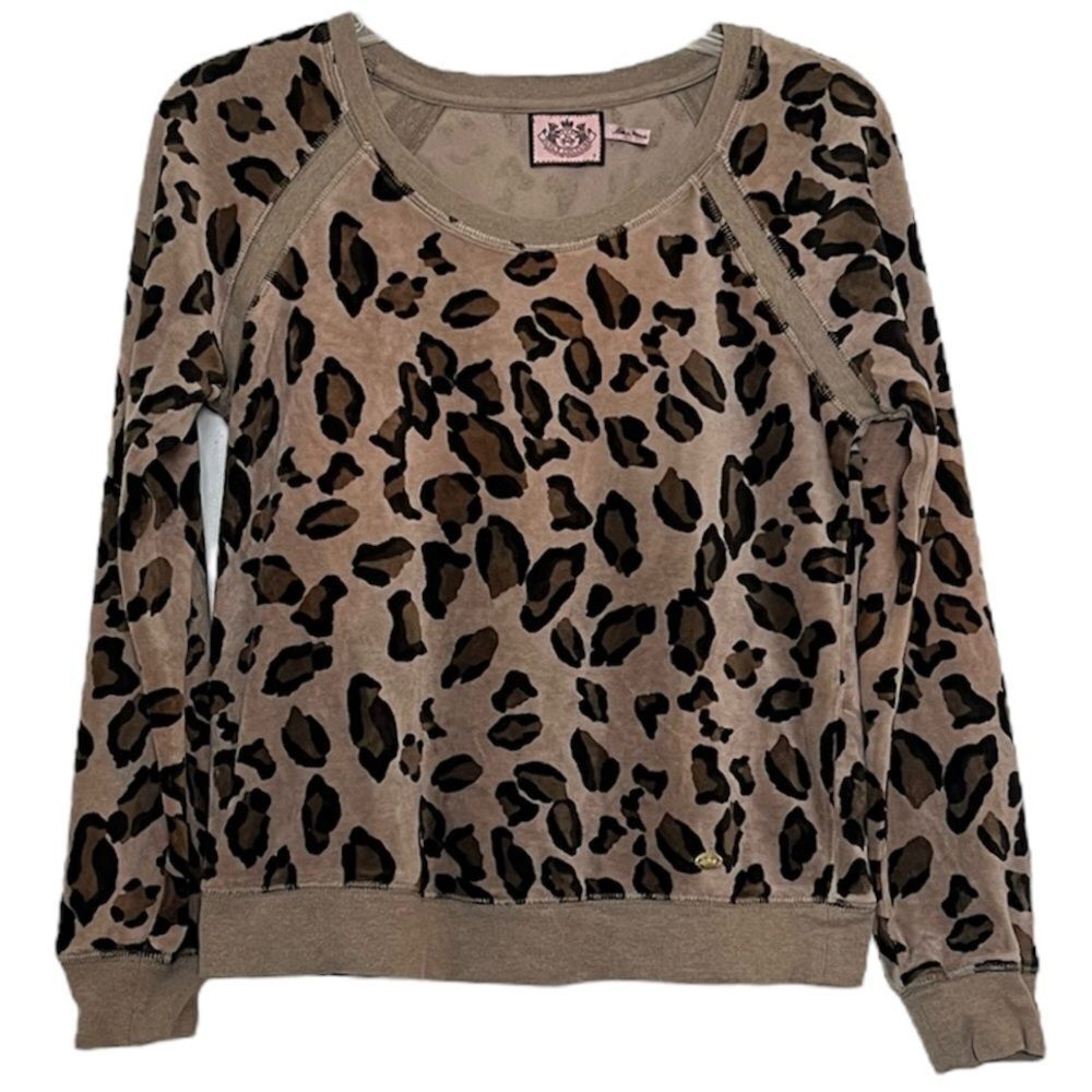 Juicy Couture Velour Pullover Sweatshirt Animal Print Vintage Late 00s XS Small - Picture 9 of 9